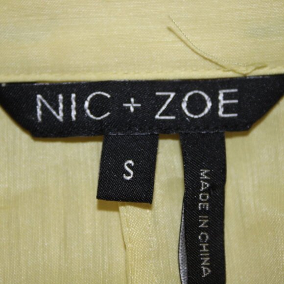 Nic + Zoe Sz S Yellow Collar Button 3/4 Sleeve Linen Polyester Blend Classic Top - Picture 9 of 13
